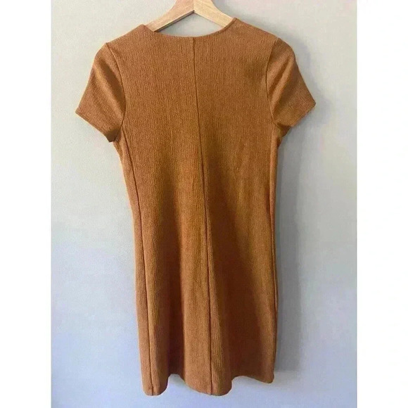 Madewell Texture And Thread Tie Faux Wrap Mini Dress Size XS Fall Spice Mustard - Picture 5 of 9